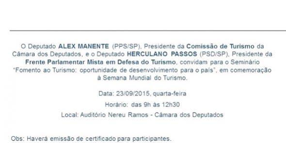 Convite Seminario Fomento do Turismo